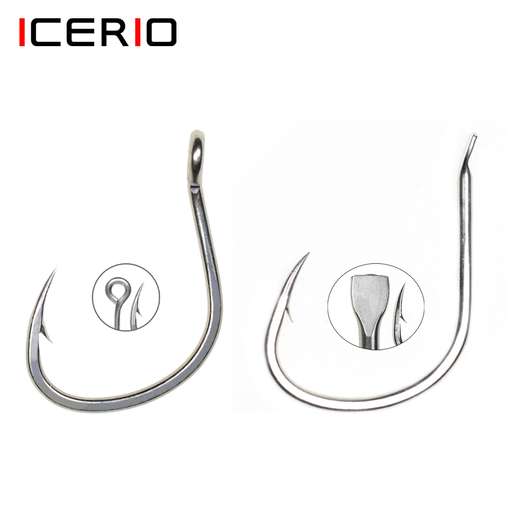 Fishing Hook Offset - ICERIO 10 sztuk matowa powłoka cynowa